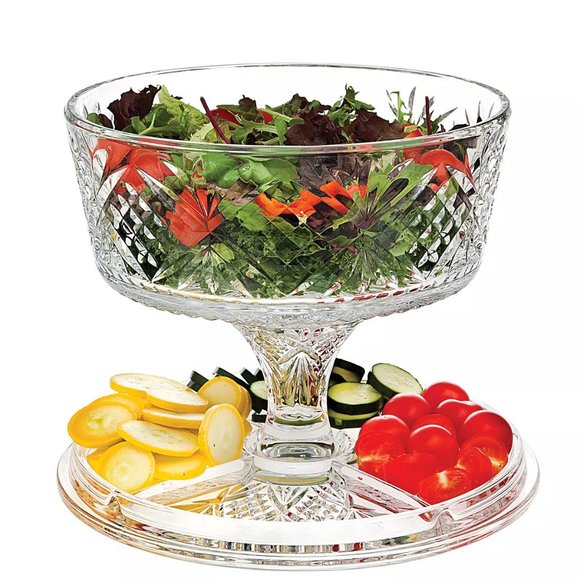 Crystal Dublin Godinger Dining Crystal 4 In Cake Dome Punch Bowl Salad Bowl Relish Tray